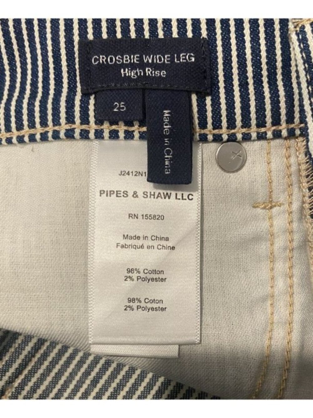 NWT Veronica Beard Jeans Crosbie High Rise Wide Leg Solstice Stripe 25 New - Picture 7 of 8